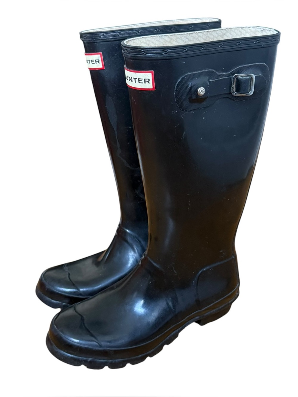 Hunter Kids Original Gloss Tall Rain Boots Big Kids 4 M / 5 F Black Waterproof - Picture 2 of 16